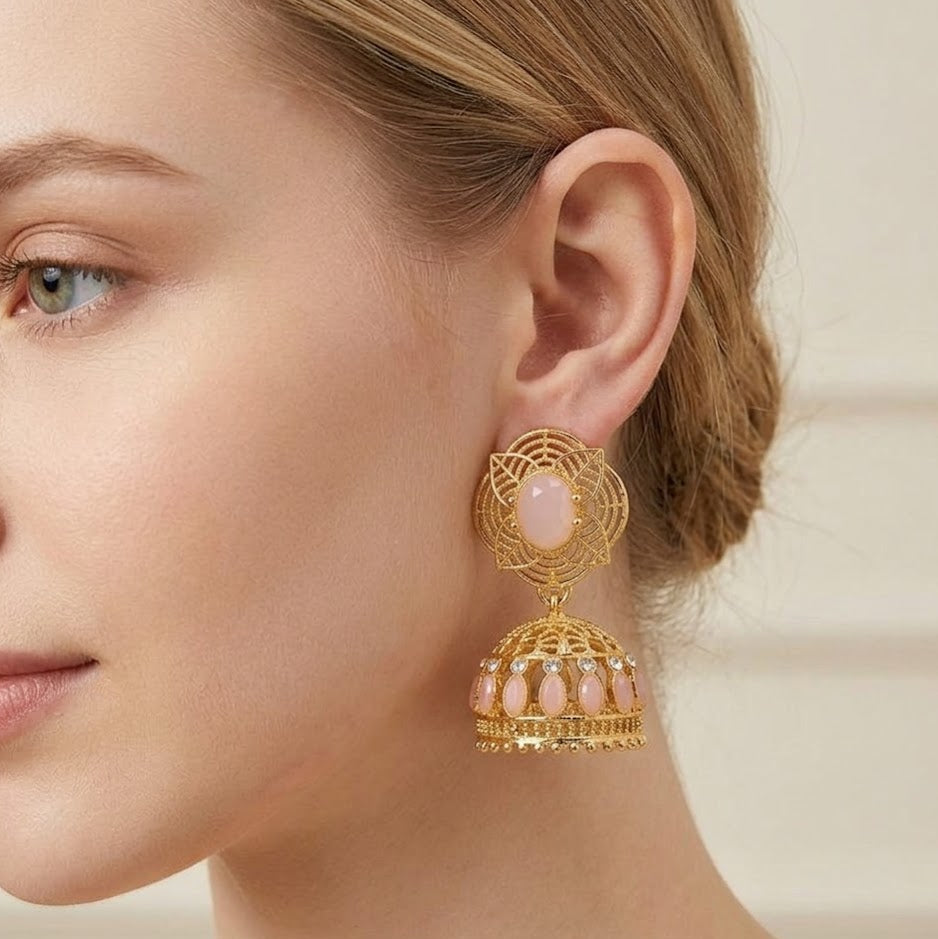 Blush Lotus Jhumkas