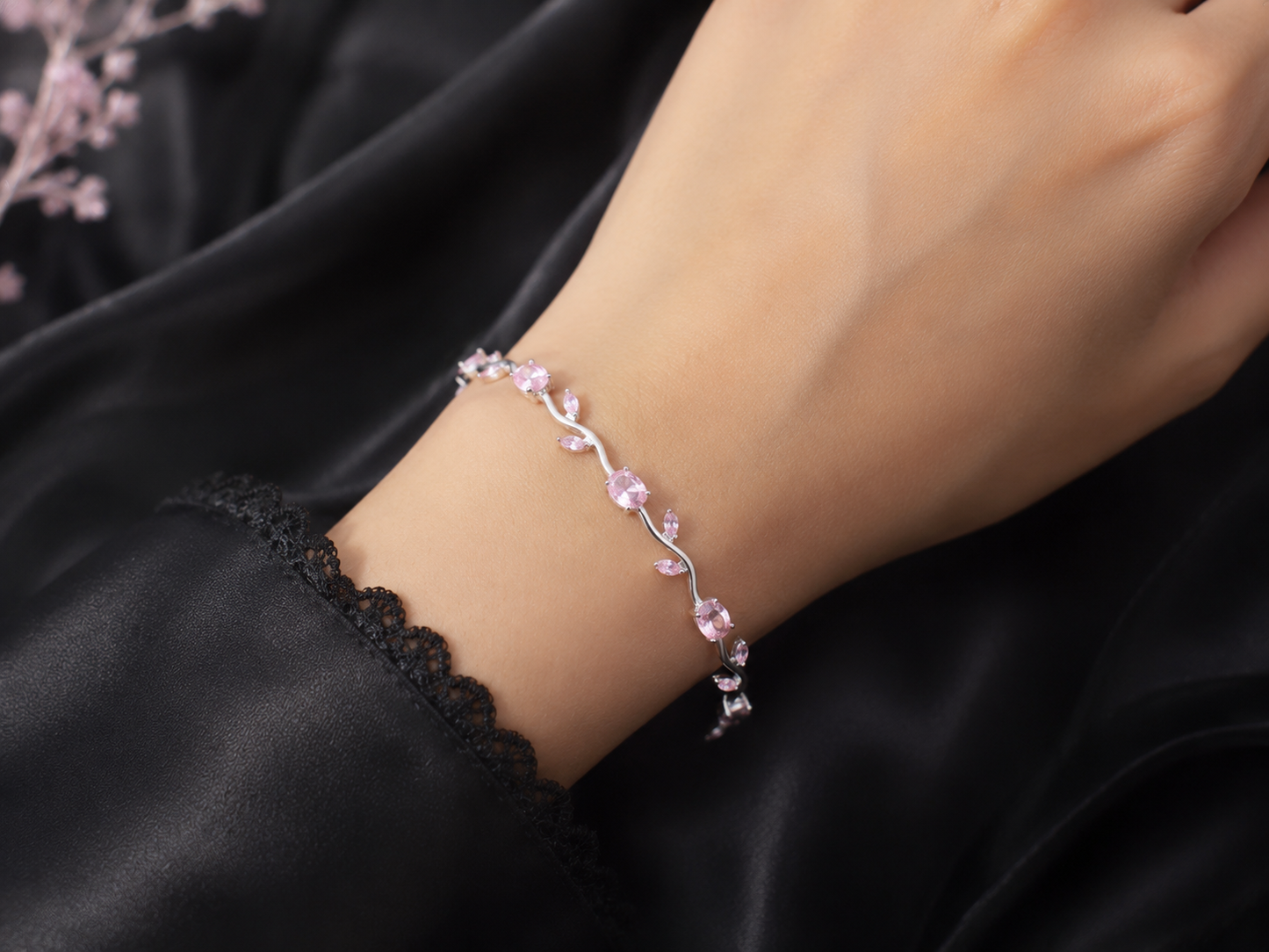 pink silver tulip bracelate