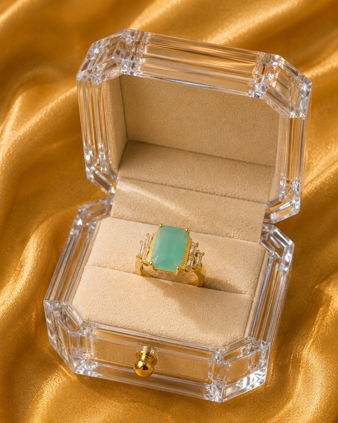 Aqua Emerald Ring