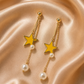 Golden Star Pearl Drop Earrings