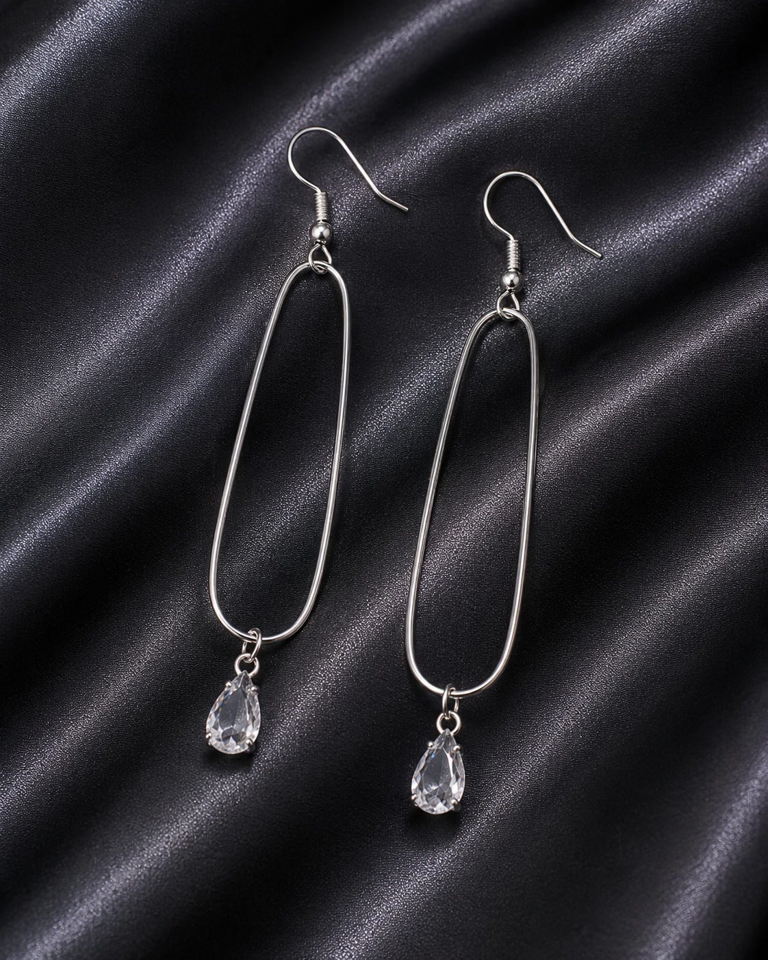 Crystal Teardrop Loop Earrings