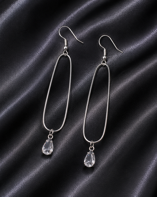 Crystal Teardrop Loop Earrings