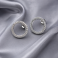 Silver Crystal Circle Stud Earrings