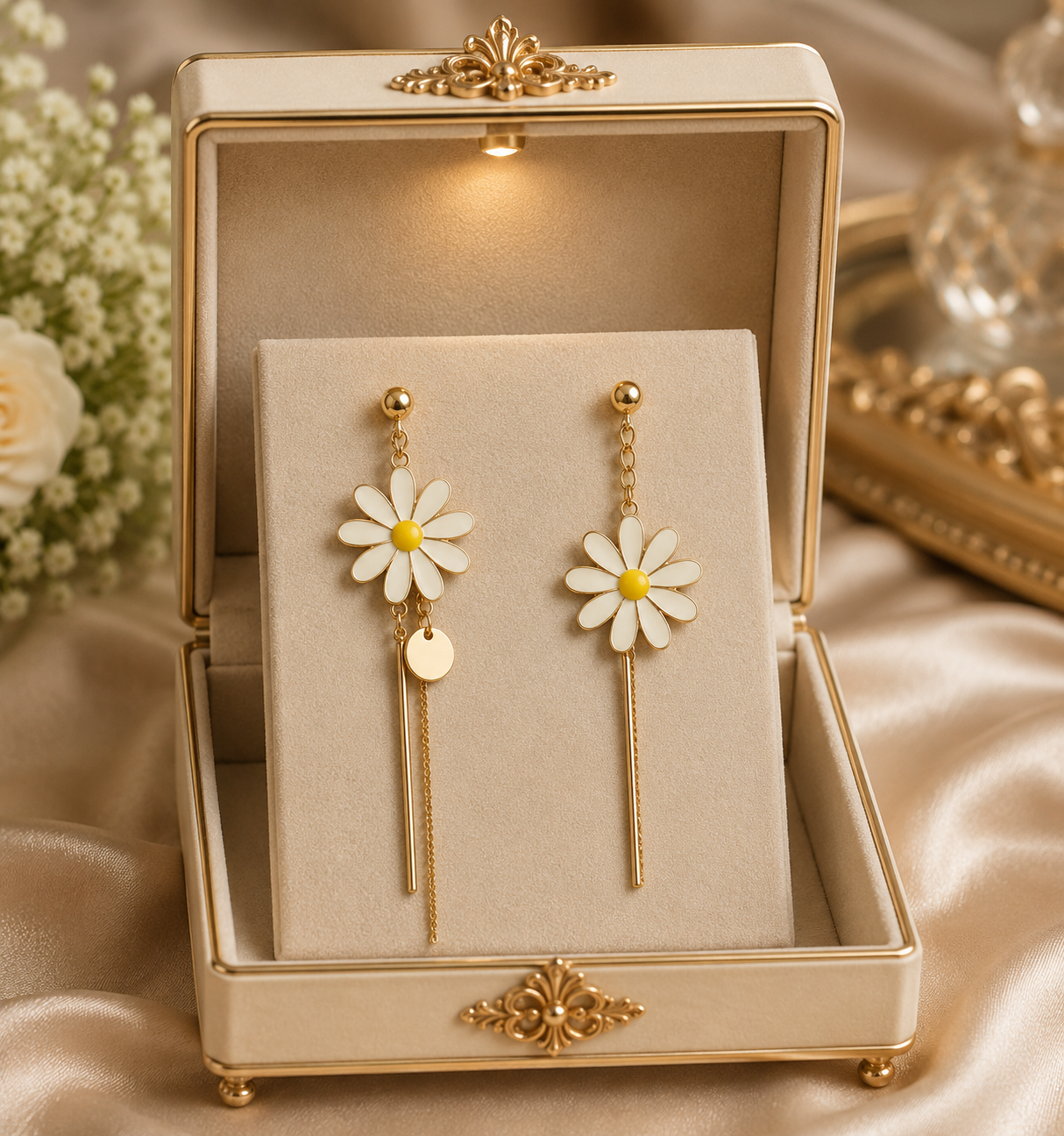 Daisy Charm Tassel Earrings