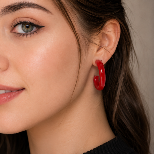Classic Red Hoop Earrings