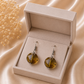 Amber Crystal Disc Drop Earrings