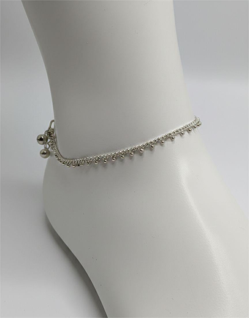 Indian Silver Antique Pair Of Anklets