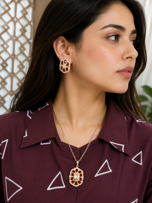 Ruby Royale Pendant Set