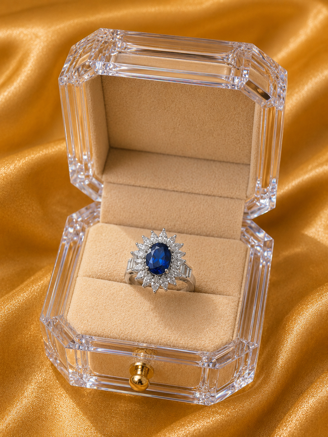 Royal Sapphire Halo Ring