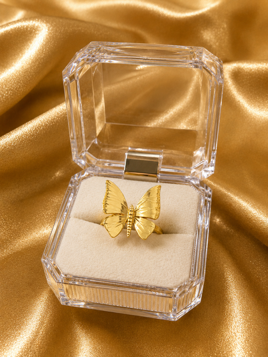 Golden Butterfly Statement Ring