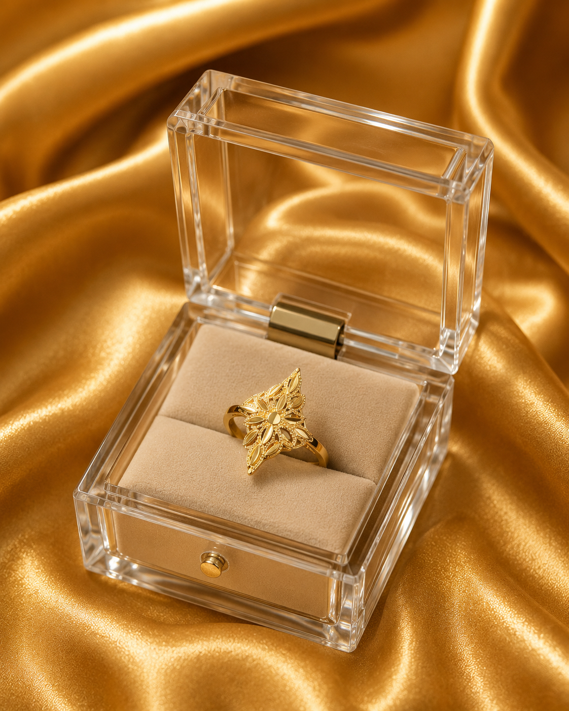 Golden Floral Star Ring